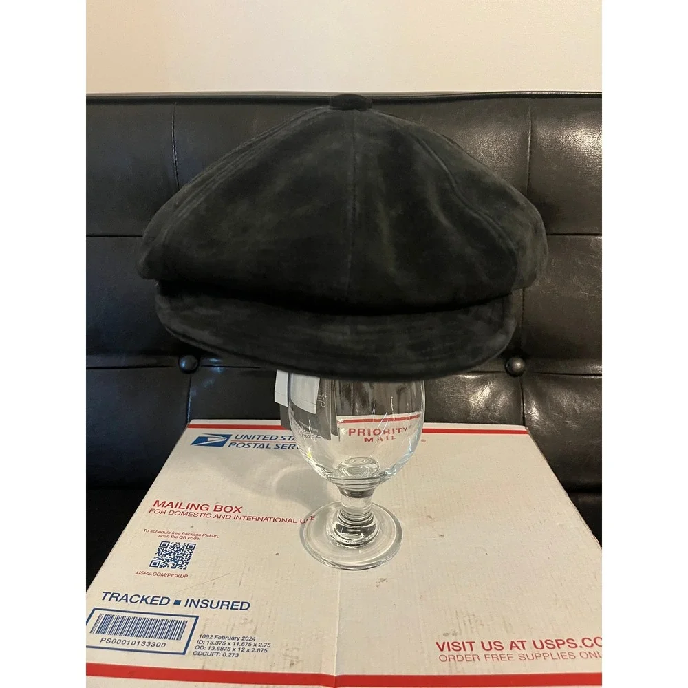 Goorin Bros Ruthy Black Genuine Suede Newsboy Hat NWT‎